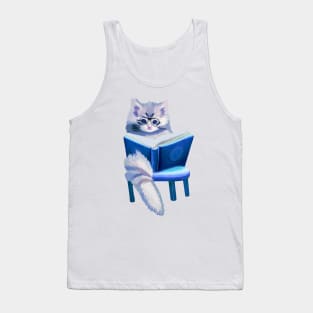 Book Reading Kitty Tank Top